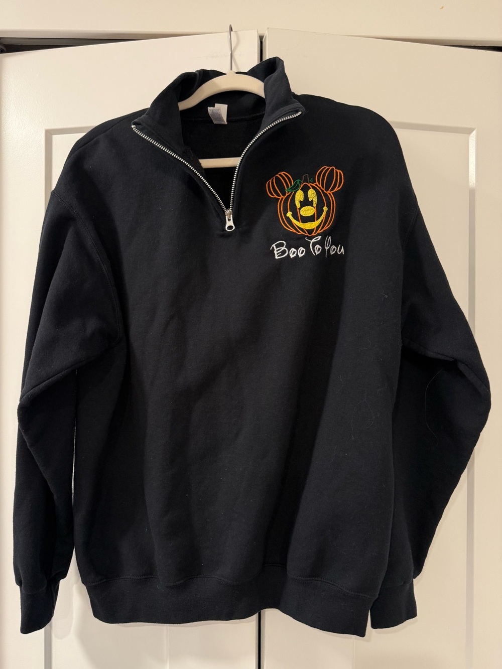 Disney Halloween Embroidered Black Quarter-Zip Sweatshirt